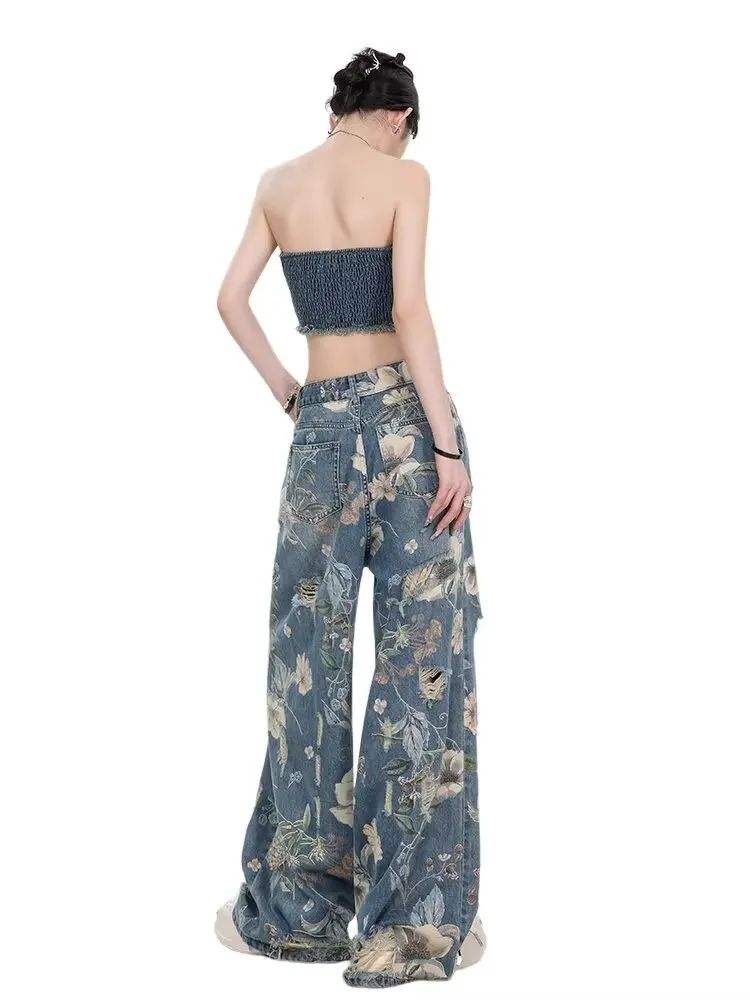 Women's Retro American Wide-Leg High-Waisted Jeans