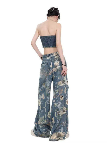 Women's Retro American Wide-Leg High-Waisted Jeans