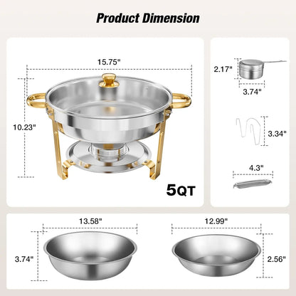 WARMOUNTS 5-Quart Buffet Warmer Set — Ideal for Parties, Catering Events, Weddings, and Banquets