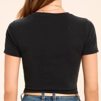 Breathable Modal Knit Summer Short-Sleeve Knotted Design Top