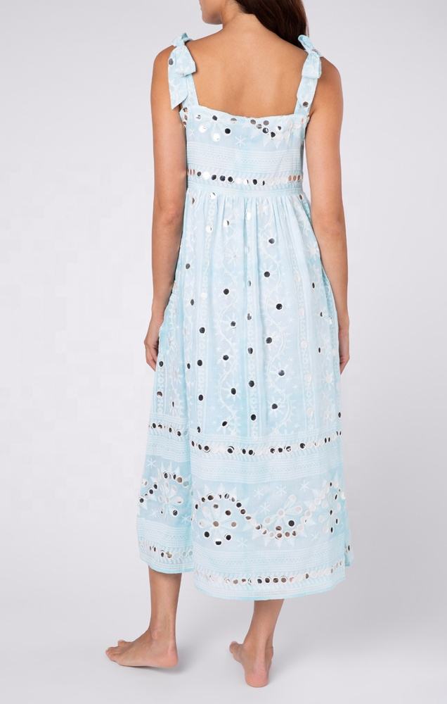 Bohemian style pure cotton midi dress
