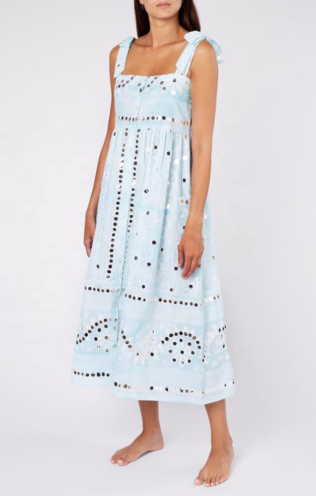 Bohemian style pure cotton midi dress