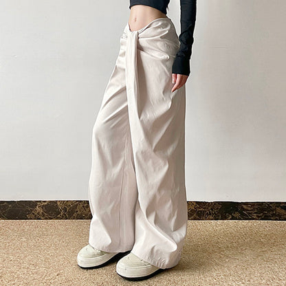 Street style wide-leg pants crossover design