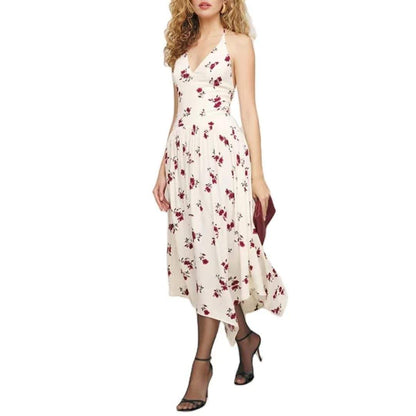 V-neck backless women's summer chiffon A-line dress